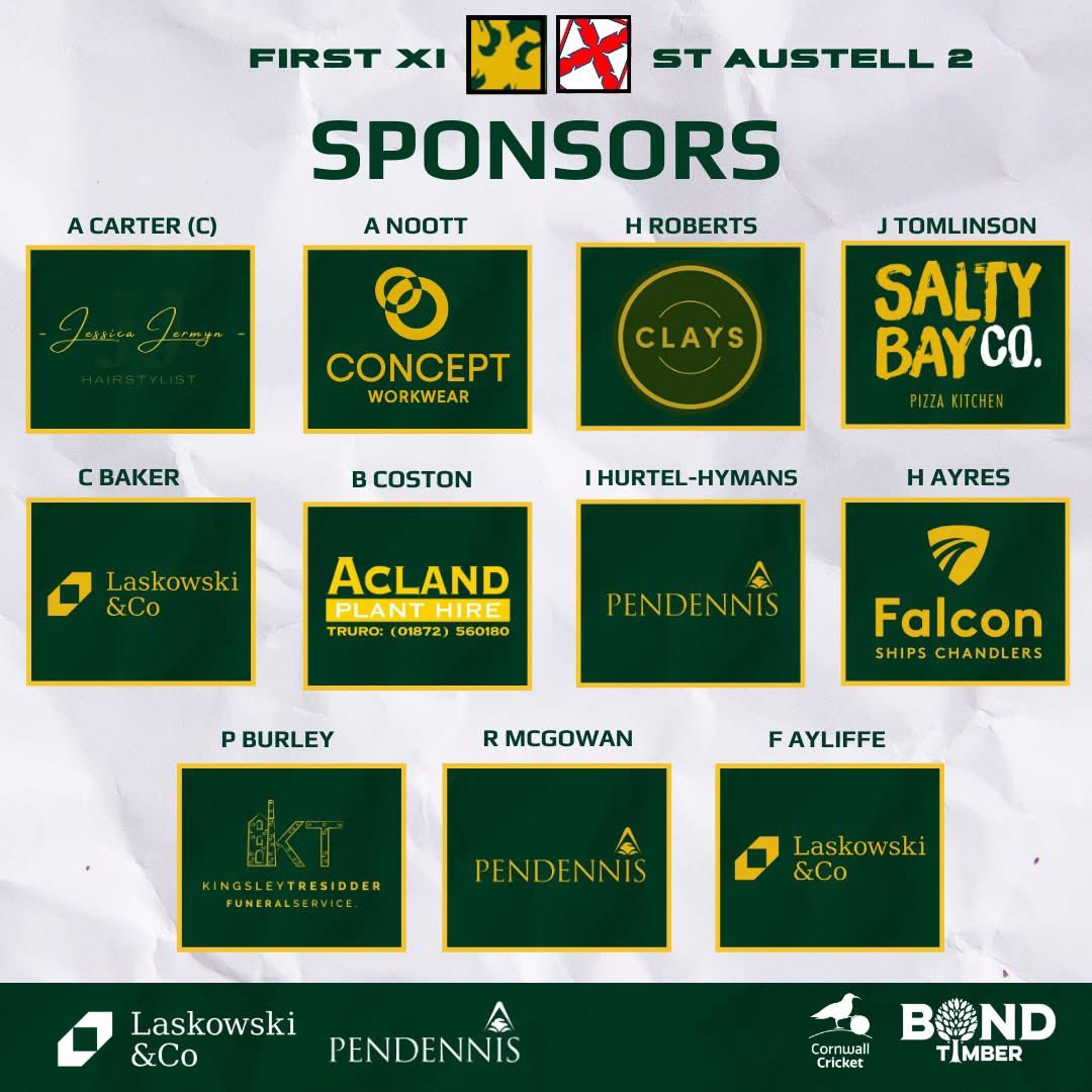 📢 - 𝗧𝗘𝗔𝗠 𝗔𝗡𝗡𝗢𝗨𝗡𝗖𝗘𝗠𝗘𝗡𝗧

Here's how our Falmouth Eagles line-up, for our first weekend of the league season. 

First XI vs St Austell Cricket Club 2nds

Falmouth won the toss and elected bowl! 

<a href="/cornwall_league/">Cornwall Cricket League</a>