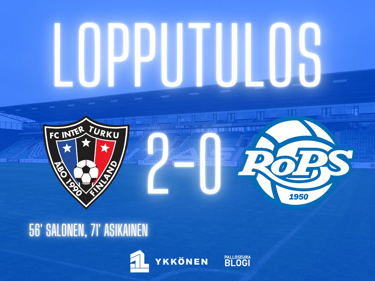Palloseurablogi's tweet image. #FCInter2-#RoPS FT 2-0 (0-0). Tänään pisteet jäävät Turkuun, koska kotijoukkue iski kaksi maalia toisella puoliajalla. RoPS:n pelit jatkuvat ensi viikolla sekä Suomen Cupissa että sarjassa, joten tämä ottelu pitää nollata nopeasti. Tsemppiä RoPS! 💙 #siniselläsydämellä #Ykkönen