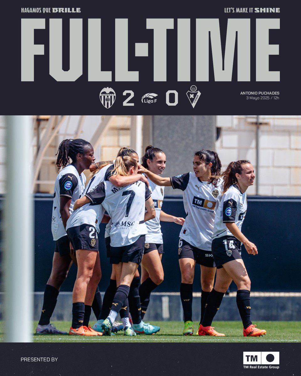 VCF_Femenino's tweet photo. 🏁 𝙁𝙄𝙉𝘼𝙇  ⤵
J.2️⃣8️⃣ @LigaF_oficial 

🦇 2️⃣ - 0️⃣ @SDEibar 
⚽️ @Marina19Marti
⚽️ Yasmin  

#VCFfemEibar ⚔ 
#ADNVCF |  #LigaF https://t.co/CAUalgIMDD