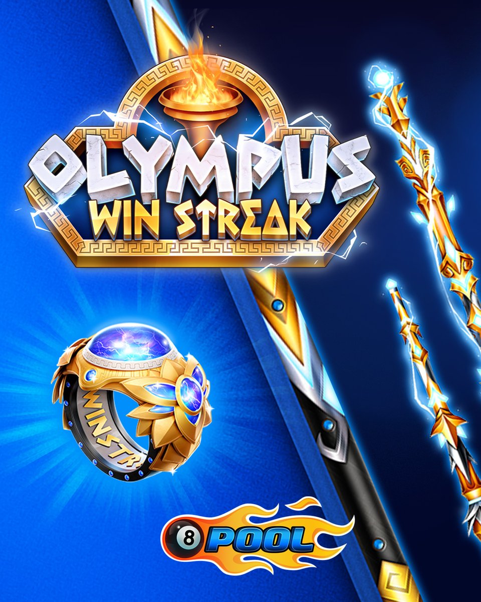 8ballpool's tweet image. The Olympus #WinStreak returns! ⚡

🎁 Unleash your skills to rack up an exclusive Ring and Cue, plus more prizes!

🗓️ Ends Mon May 5, 10am UTC

Play Now » mcgam.es/WbREuT

#8BallPool