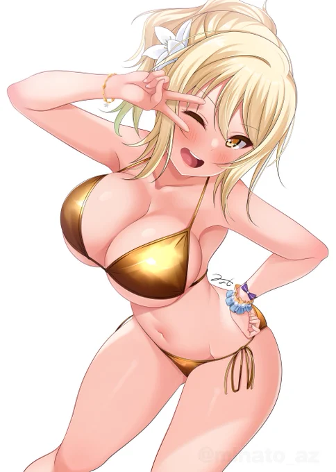 古来よりギャルの金ビキニは健康に良いとされているそうです。特に愛さんのは。