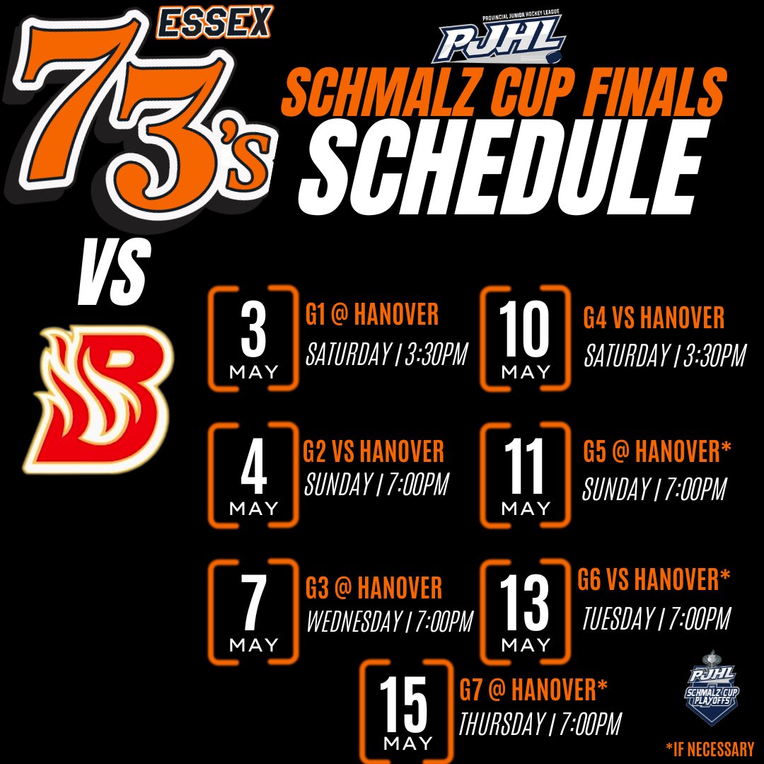 The Schmalz Cup Finals are here! Game One puck drops this afternoon at 3:30pm in Hanover. All games will be played on NBC SportsEngine: Play for those who are subscribed. #webleedorange #73srevengetour