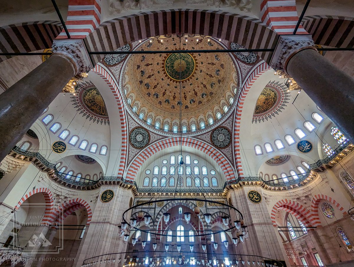 FentonPhoto's tweet photo. Looking up. #Suleymaniyemosque #Istanbul #turkey #mosque #Cami #architecture #goturkey #Travel #Dome #interior #stripes #arch #vacation #Travel #photography #Ottomanempire #religious #spiritual #Building #lowangleview #lookingup @visitTurkey_ @visitist @visitistanbull https://t.co/PbpZQadDnO
