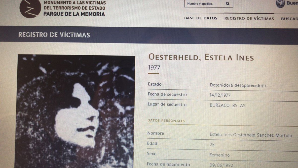 aclarrabure's tweet photo. Estela Ines Oesterheld (Marcela nombre de guerra), de Montoneros, asesinó a Juan Eduardo Barrios de 3 años en operación p matar policía en Banco Provincia en Monte Chingolo y rociarlo con nafta. Hija de Héctor Oesterheld, creador de Eternauta. https://t.co/dkN8d5ln4k