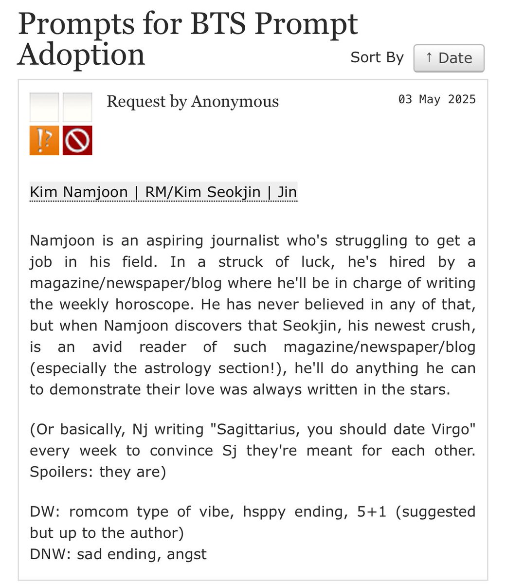 btspromptadopt's tweet image. Well, something fabulous happened  - we have our first prompt posted to ao3 
Thank you to the prompter and we hope this will be the start of an avalanche 

archiveofourown.org/collections/BT…