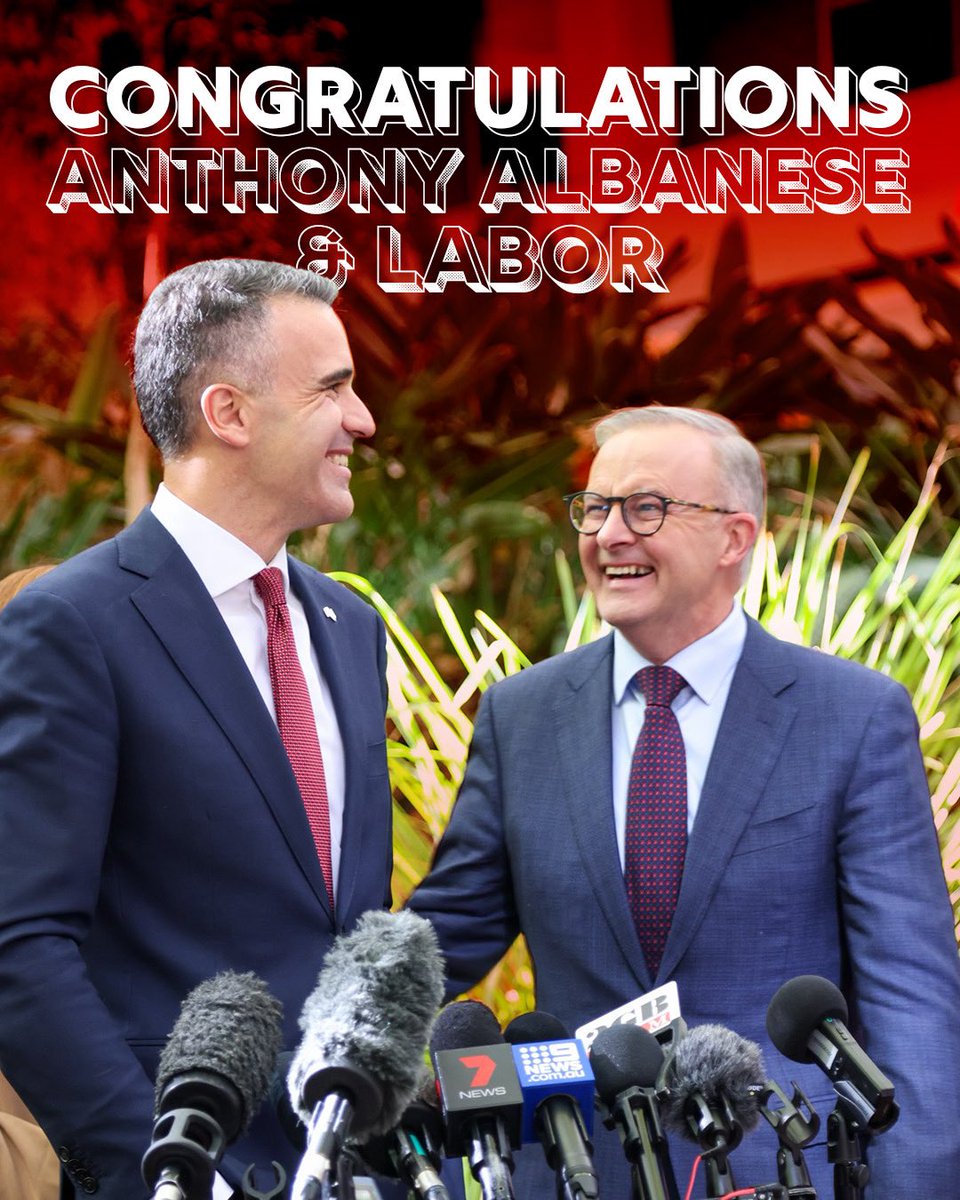 PMalinauskasMP's tweet photo. Congratulations to Prime Minister @AlboMP and the Federal Labor team on their re-election to Government.

As Premier, I look forward to continuing our relationship to deliver for South Australians. https://t.co/egwwr6GeMw