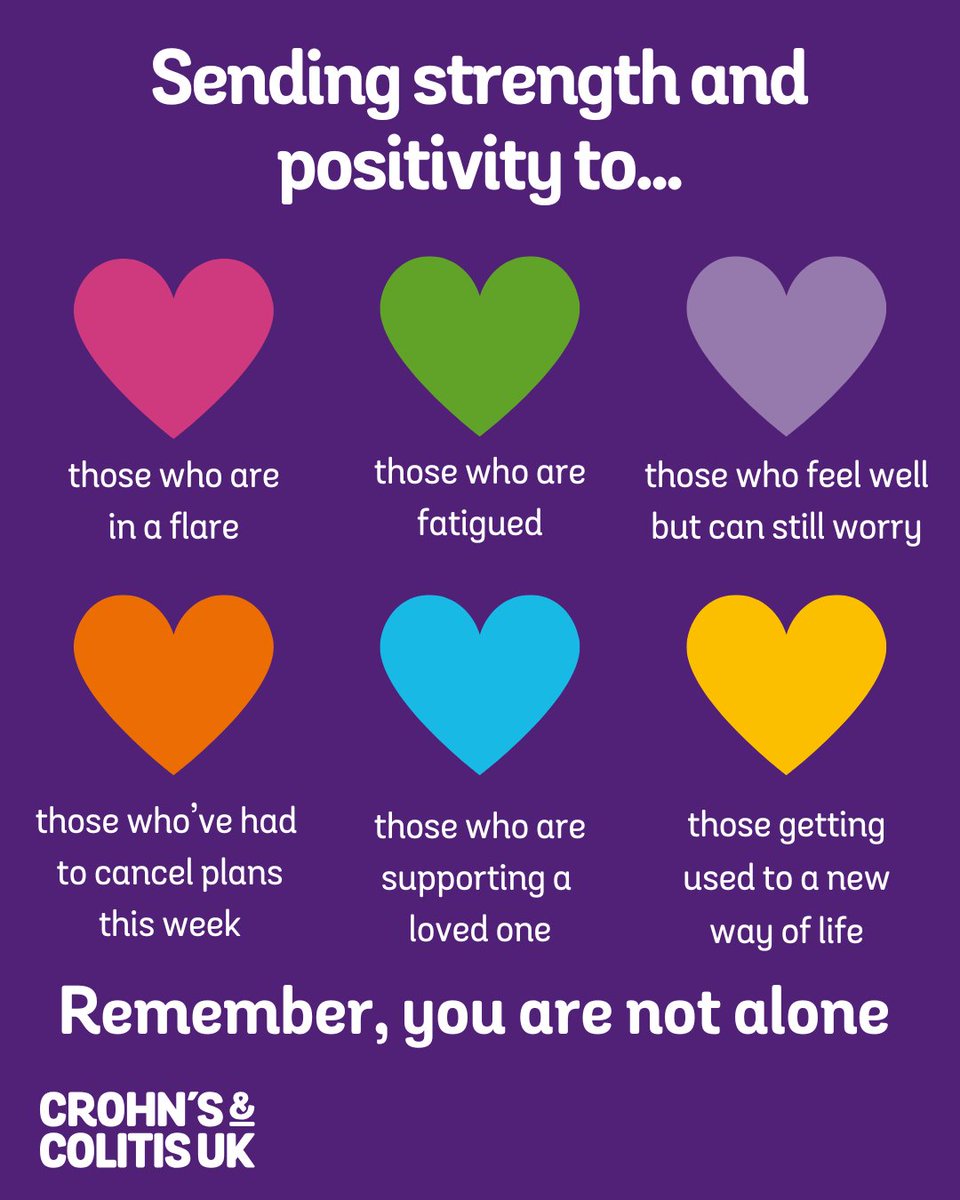 Comment your heart 💗💚💜🧡💙💛

Remember, you are not alone.

#Crohns #Colitis #InflammatoryBowelDisease #IBD