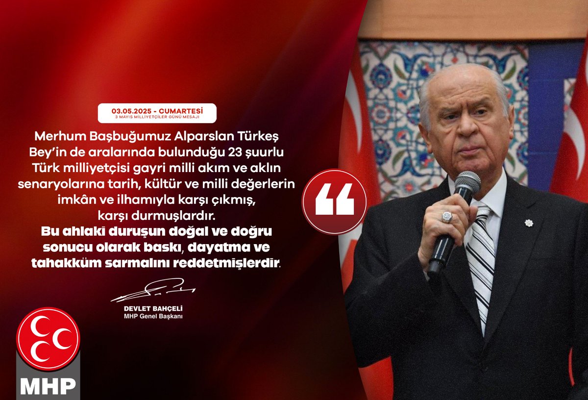 Merhum Başbuğumuz Alparslan Türkeş Bey’in de aralarında bulunduğu 23 şuurlu Türk milliyetçisi gayri milli akım ve aklın senaryolarına tarih, kültür ve milli değerlerin imkân ve ilhamıyla karşı çıkmış, karşı durmuşlardır.
Bu ahlaki duruşun doğal ve doğru sonucu olarak baskı,