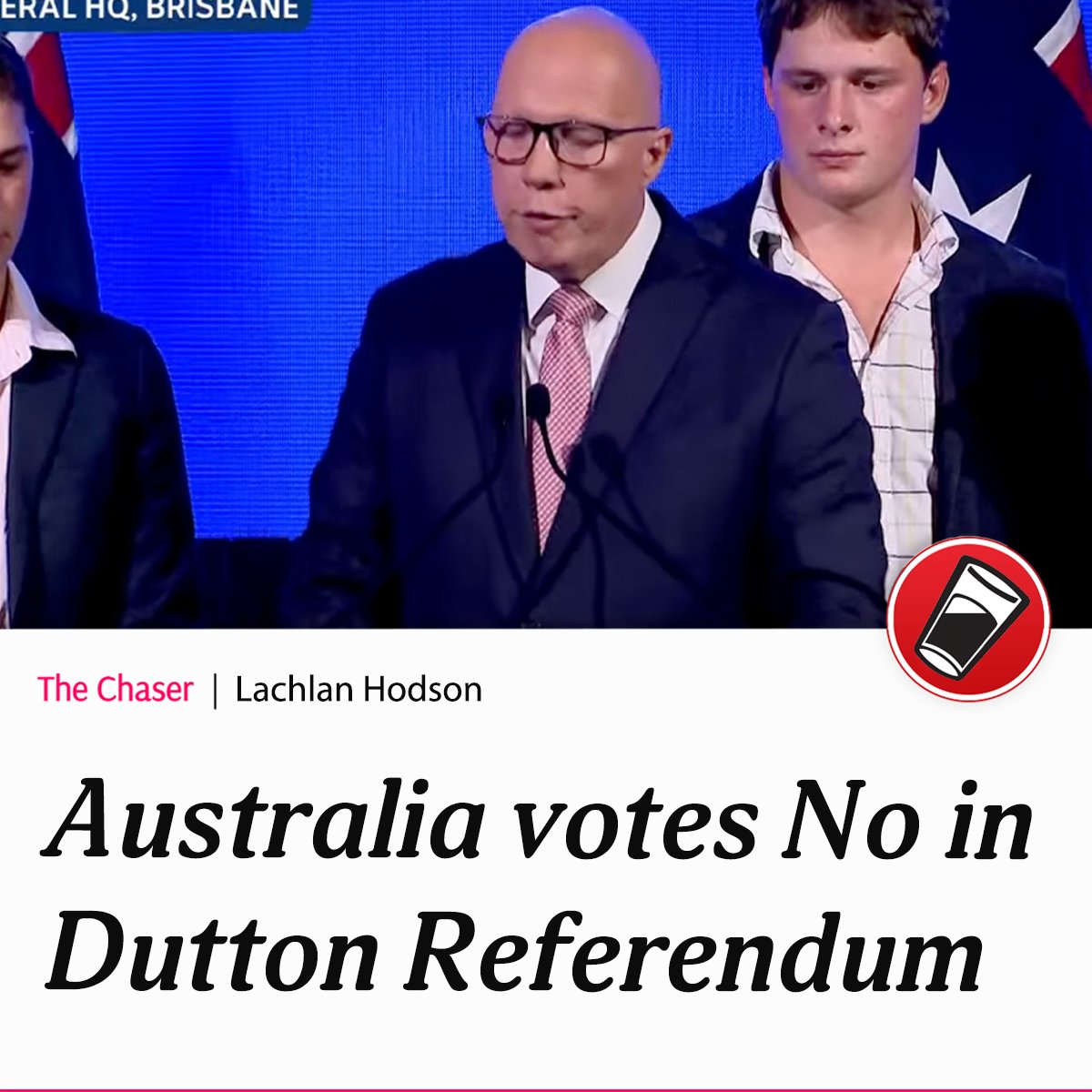 chaser's tweet image. &quot;We don&apos;t want his voice to our parliament&quot; said voters
chaser.com.au/national/austr…