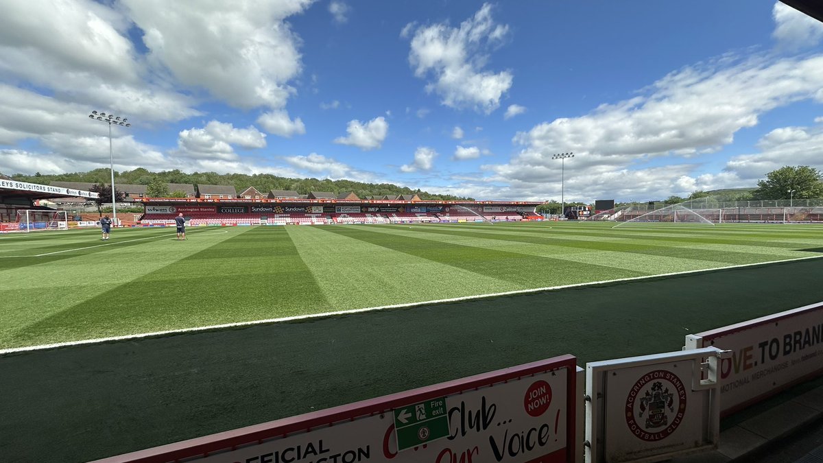 At, officially, the home of the best ground staff in League Two <a href="/ben_kay8/">Ben Kay</a> 👏

Stanley safe, Chesterfield trying to get into the play-offs - could be a party atmosphere today ⚽️

Updates and iFollow for <a href="/BBCLancsSport/">BBC Sport Lancashire</a>