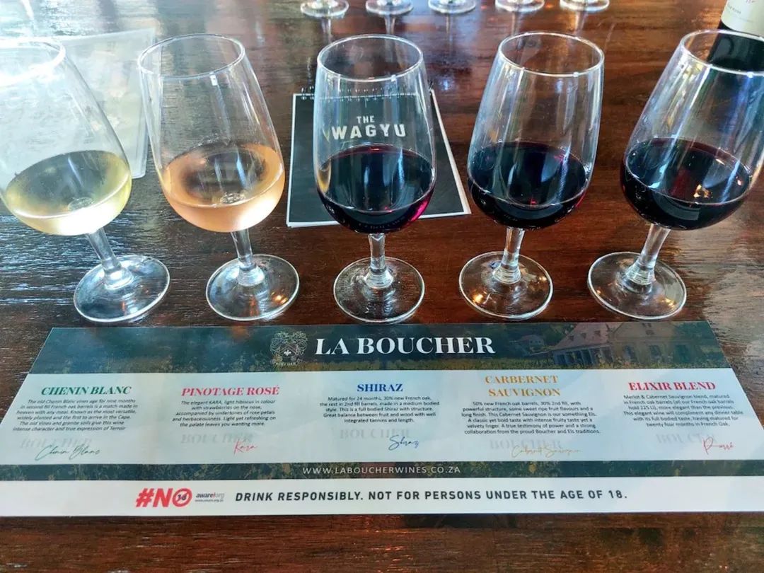 LaBoucher's tweet photo. Join us in Paarl at @thewagyuexp for a wine tasting or try out the stunning wine pairing. 🎶🍷🍇🥩 #LaBoucherAllTheWay #wine #DrinkQuality #DrinkStellenbosch #thinkquality #buyonline https://t.co/38i4MUPVtA https://t.co/RjeLU4kUBG