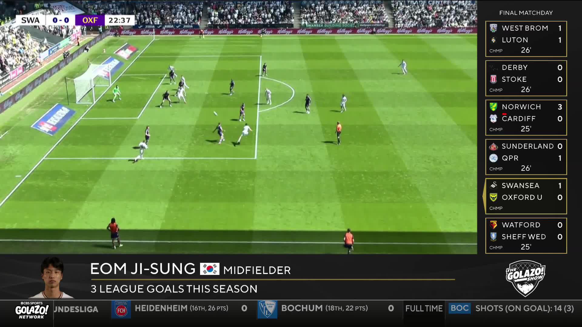 Eom Ji-sung with a sensational finish to give Swansea the lead 🔥
