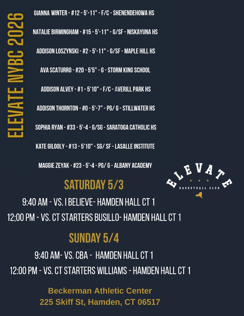 My schedule this weekend at Hamden Hall!