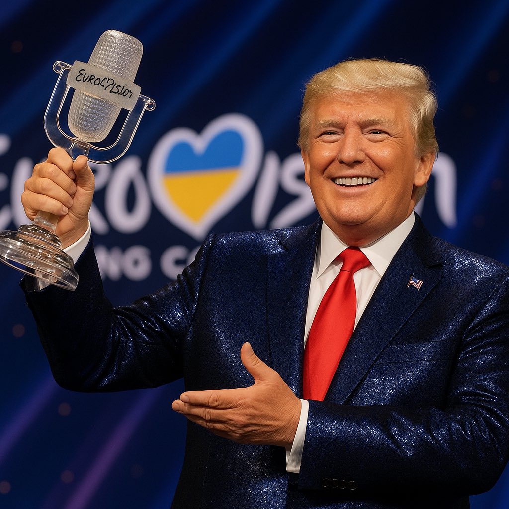 finally12points's tweet photo. Pretty sure that this is the picture that @realDonaldTrump will post on May 18th, right after the Grand Final of this years’s Eurovision Song Contest #ESC #ESC2025 #EuroVision #SongContest https://t.co/stdsjQ98Gh