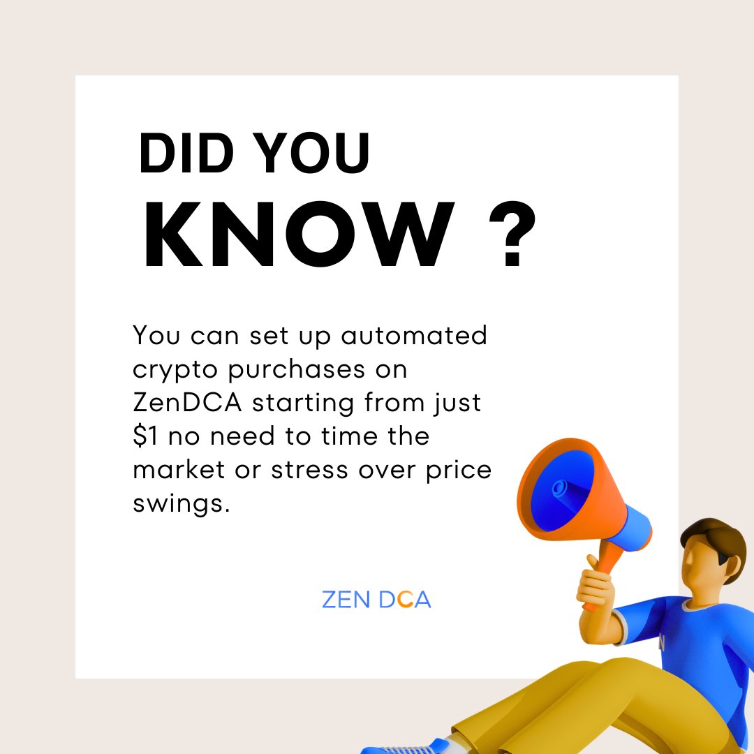 You can start stacking Bitcoin with just $1 on ZenDCA
- Automated buys
- No market timing
- Long-term peace of mind

#ZenDCA