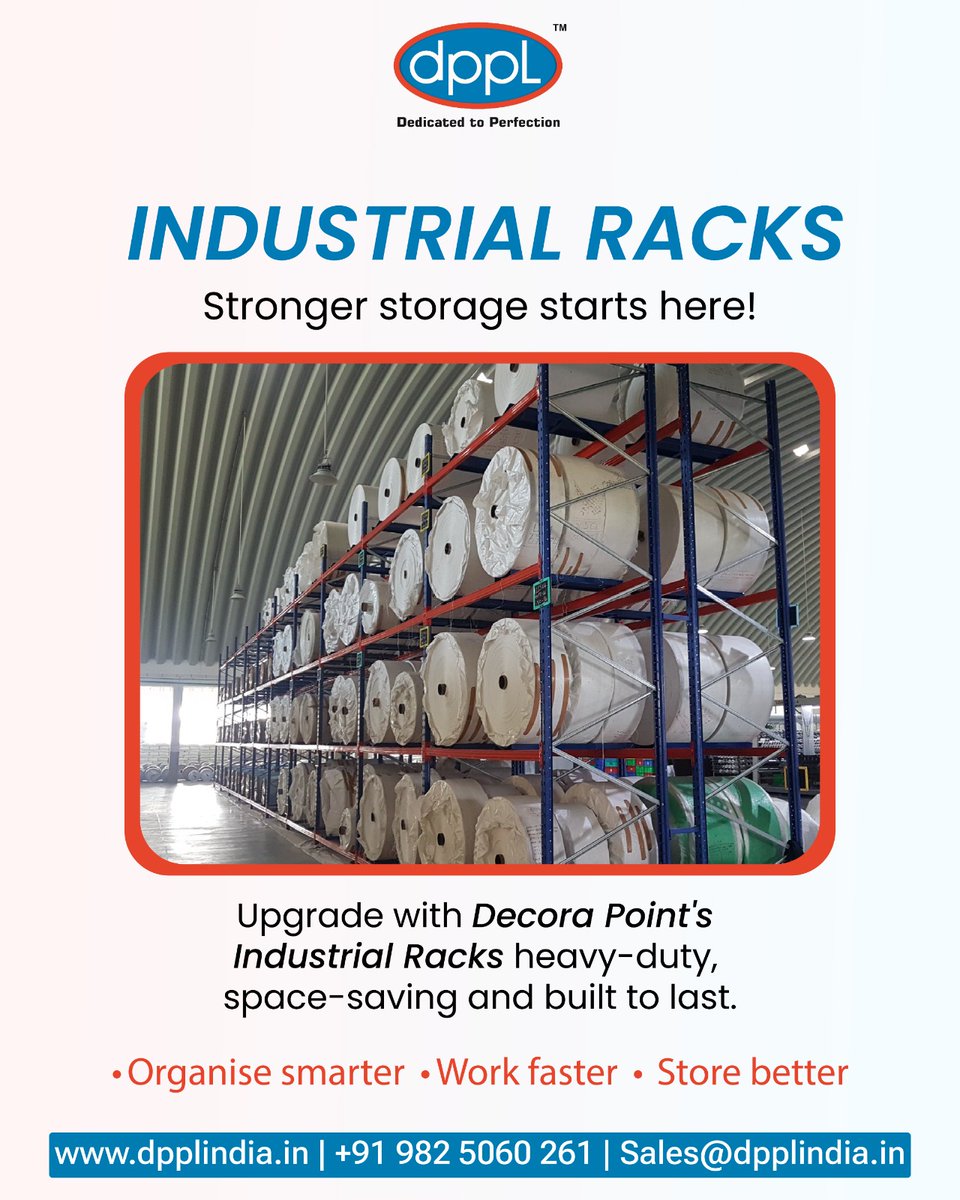 DecoraPointPvt's tweet image. Upgrade your storage with Decora Point’s Industrial Racks – heavy-duty, space-saving &amp;amp; built to last. Organize smarter, work faster &amp;amp; store better with strong, efficient racking solutions. 📞 +91 9825060261 🌐 dpplindia.co.in #SmartStorage #DPPL