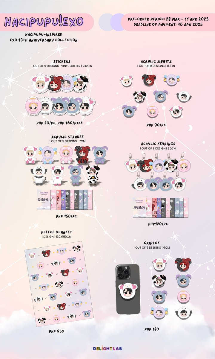 bydelightlab's tweet photo. #OnhandsBDL

We have extras of the ff. items from our hacipupu!exo collection! reply/dm mine + item + qty to avail. OCs will be sent via dm.

doo: until stocks last
dop: payo/5 days reservation

no cancellations! help rt please, thank you!