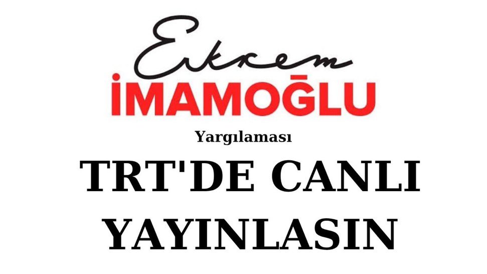 avkapanan3's tweet photo. Bir vatandaş olarak talebimiz net:

“Ekrem İmamoğlu yargılaması TRT’de canlı yayınlansın!” https://t.co/IfA5PSsmde