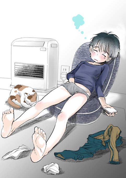 パンツに手を突っ込むと落ち着くよねの絵です 