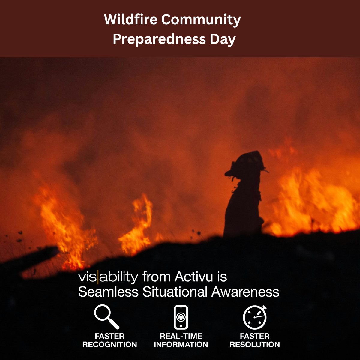 Activu's tweet image. 🔥It’s #WildfireCommunityPreparednessDay! Vis/ability from @Activu helps #EOCs respond faster w/real-time info sharing across police, fire &amp;amp; emergency teams—anywhere, anytime. 🛠️Built for Crisis. Trusted in action. 
Learn more: hubs.li/Q03kXsSB0