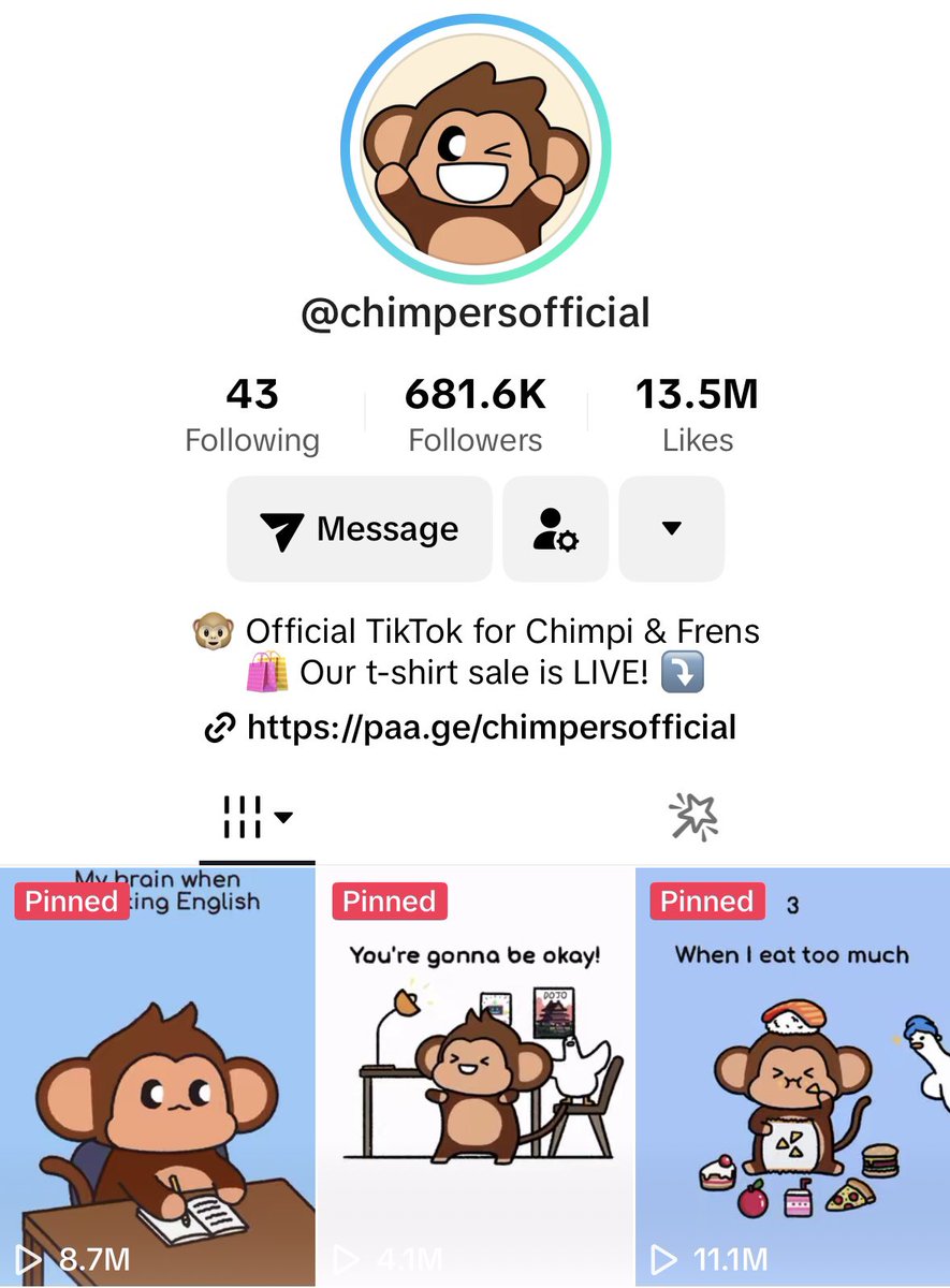Chimpers is now the #1 most followed web3 born character brand on TikTok.

Higher. 🐒