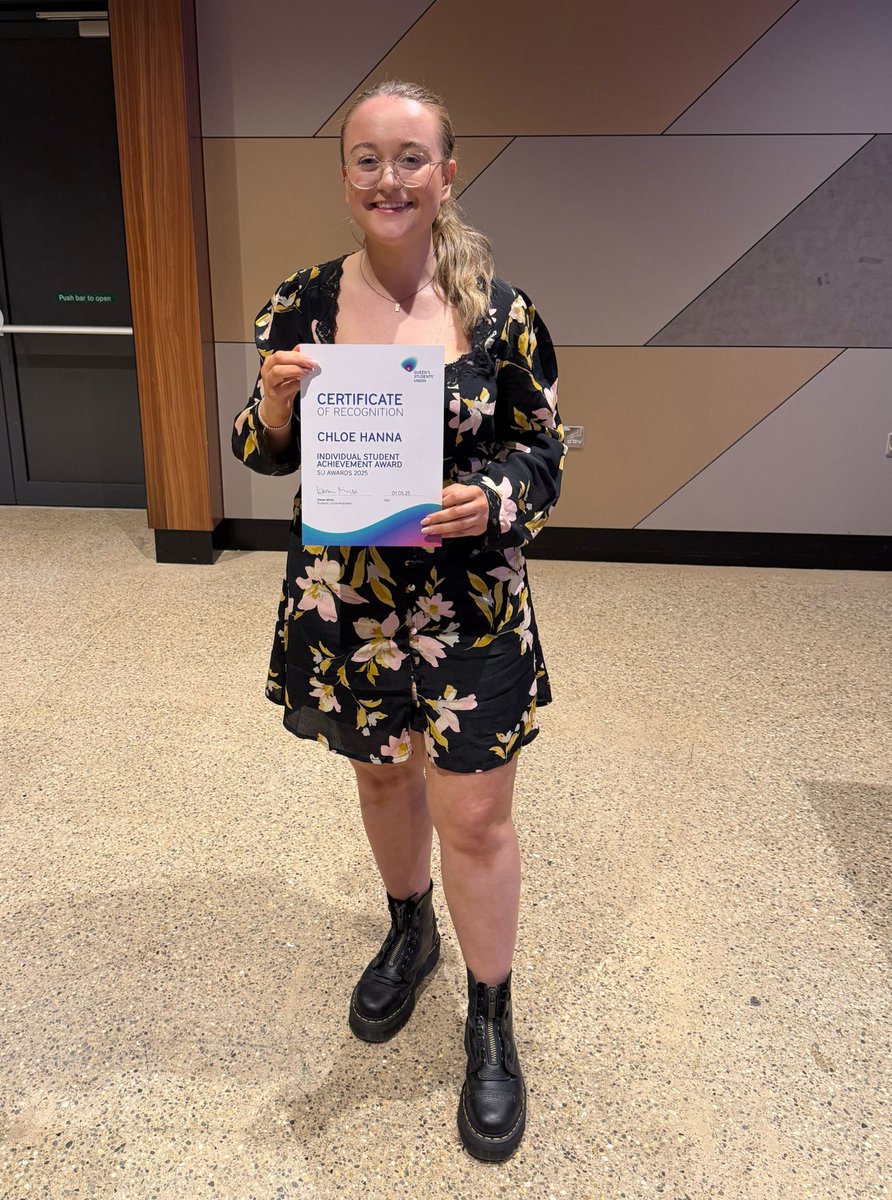 QUB Law PhD Student Research Network (SRN) (@qublawsrn) on Twitter photo Huge congratulations to <a href="/ChloeHanna42/">Chloe Hanna</a> on receiving the Individual Achievement Award at the SU awards👏
Her incredible efforts raised over £25,000 for <a href="/mndassoc/">MND Association</a> in memory of her grandmother during her Masters at @QUBLaw. Huge congratulations to <a href="/ChloeHanna42/">Chloe Hanna</a> on receiving the Individual Achievement Award at the SU awards👏
Her incredible efforts raised over £25,000 for <a href="/mndassoc/">MND Association</a> in memory of her grandmother during her Masters at @QUBLaw.