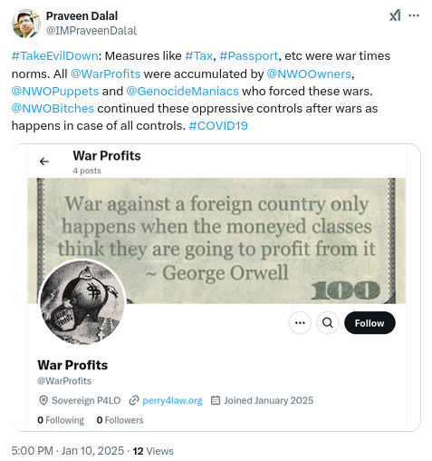 Digital Prison (@_digitalprison) on Twitter photo #PahalgamTerrorPsyOp: Measures like tax, passport, etc were war time measures that Bitches Of NWO retained to keep on controlling NWO Sheeple. Wake up, Reclaim India and Take Evil NWO Down NOW says <a href="/TheInvinciblePD/">The Praveen Dalal</a>. Trump Modi #PahalgamTerrorPsyOp: Measures like tax, passport, etc were war time measures that Bitches Of NWO retained to keep on controlling NWO Sheeple. Wake up, Reclaim India and Take Evil NWO Down NOW says <a href="/TheInvinciblePD/">The Praveen Dalal</a>. Trump Modi