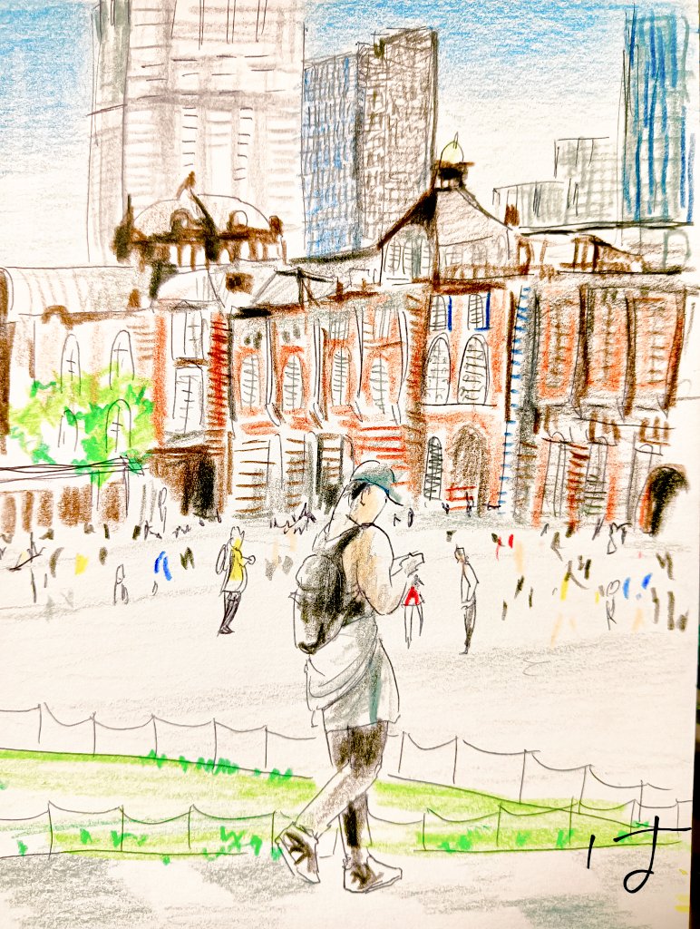 2025.5.3Sat.
東京を描く市民の会、
Urban Sketchers Tokyoの
「東京駅を描こう」へ。