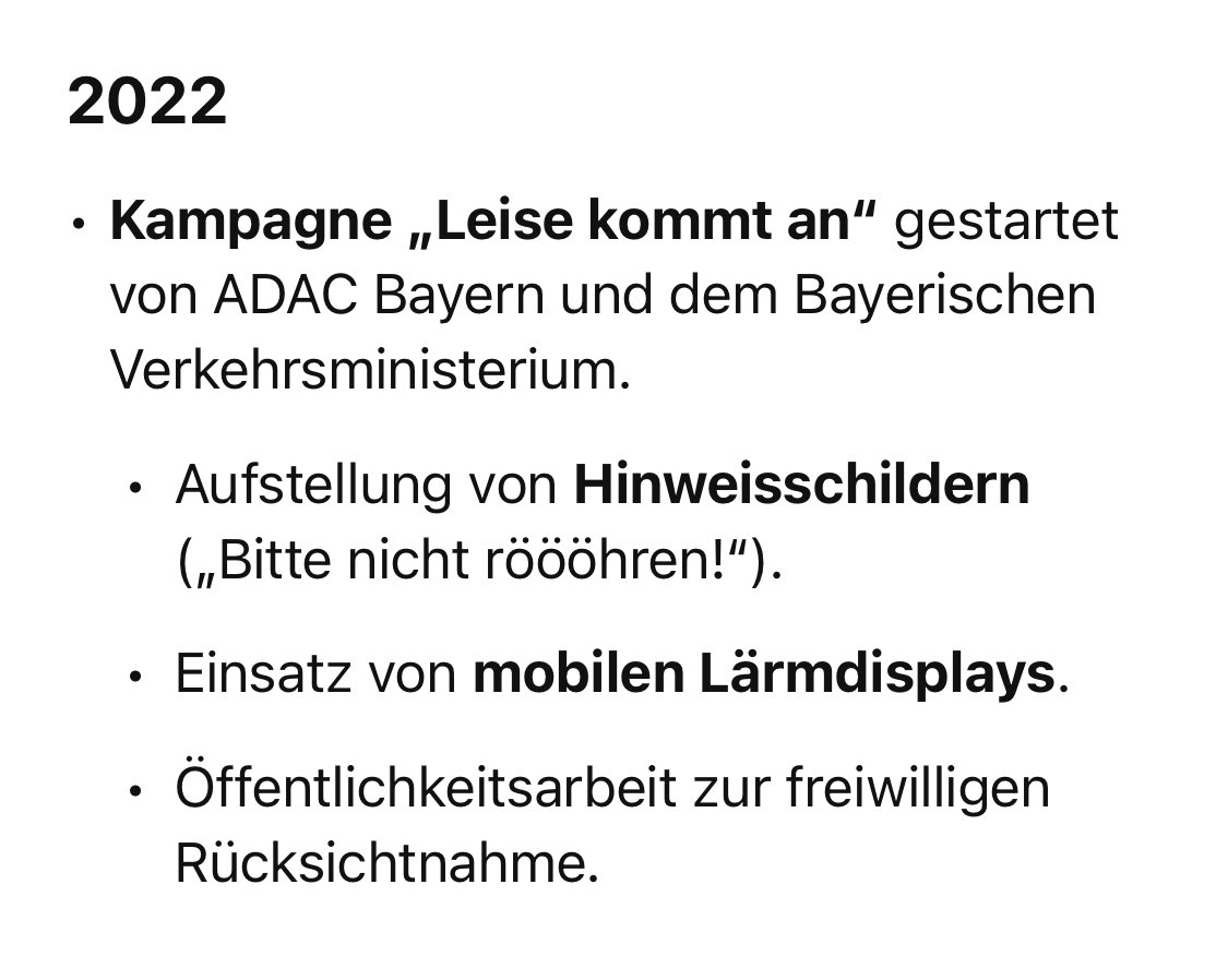 Das <a href="/BayStMI/">Bayerisches Innenministerium</a> versucht es mal wieder mit einem „Aufruf“ gegen Auto- und Motorradlärm. sueddeutsche.de/bayern/freizei…

Weil Aufrufe und Schilder bisher ja auch so gut geklappt haben…