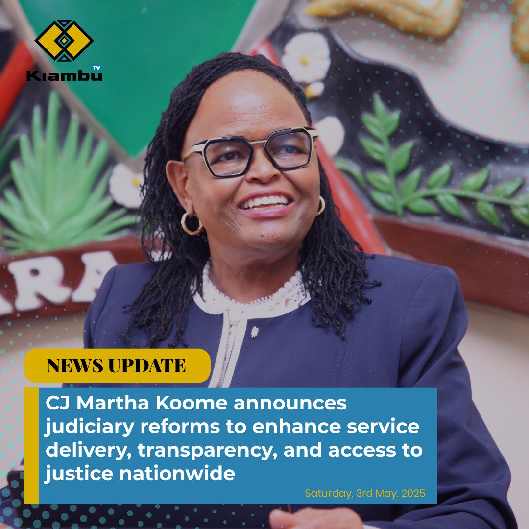 TvKiambu's tweet image. Chief Justice Martha Koome announces major judiciary reforms, including key appointments and committee changes, to enhance service delivery, transparency, and access to justice across Kenya. #JudiciaryReforms