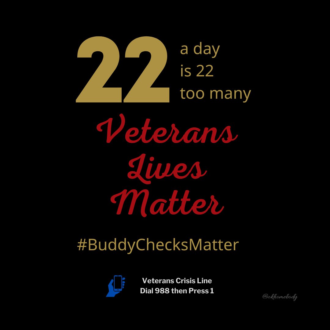 🇺🇸✅VETERAN BUDDY-CHECKS✅RH 🇺🇸 Good Saturday morning, family. No one in this family fights alone. Those aren’t just words. If you find yourself struggling, reach out. Stay connected, everyone. I love all y’all! ❤️🤍💙
⭐️Veterans Lives Matter ⭐️ #EndVeteranSuicide⭐️Military