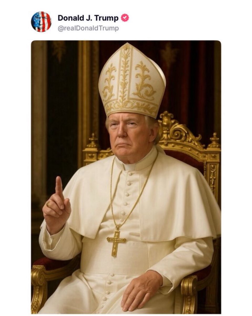 Trump dressed as Pope is pure psychological warfare.

The Vatican isn’t just a church — it’s a bank, a fortress, and a vault for the old guard’s secrets.
If he’s holding the gold, the archives, or the blackmail files… this is him flashing the crown he just stole.

Not mocking.