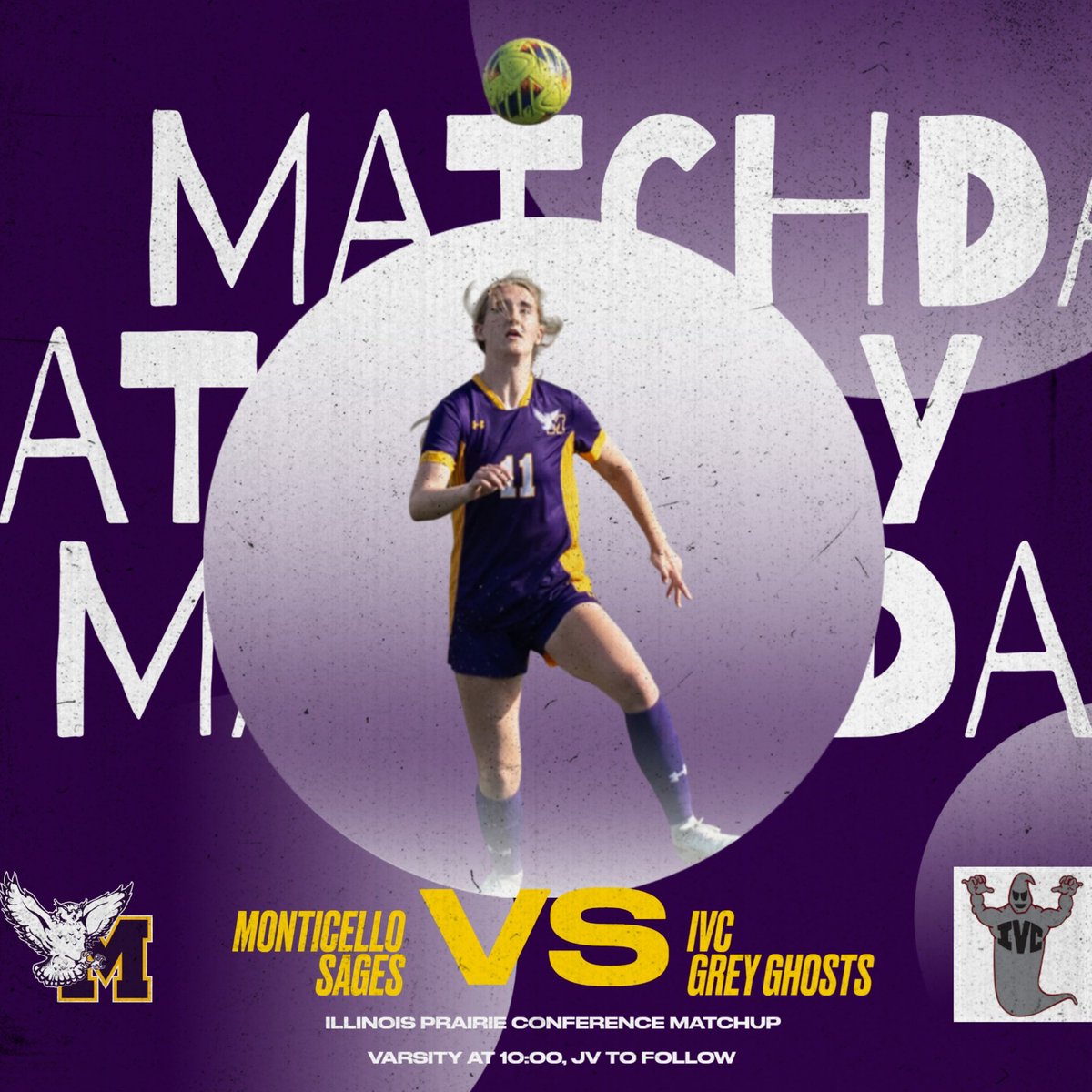 Matchday! Monticello travels to IVC for conference play. Varsity at 10:00 with JV to follow.