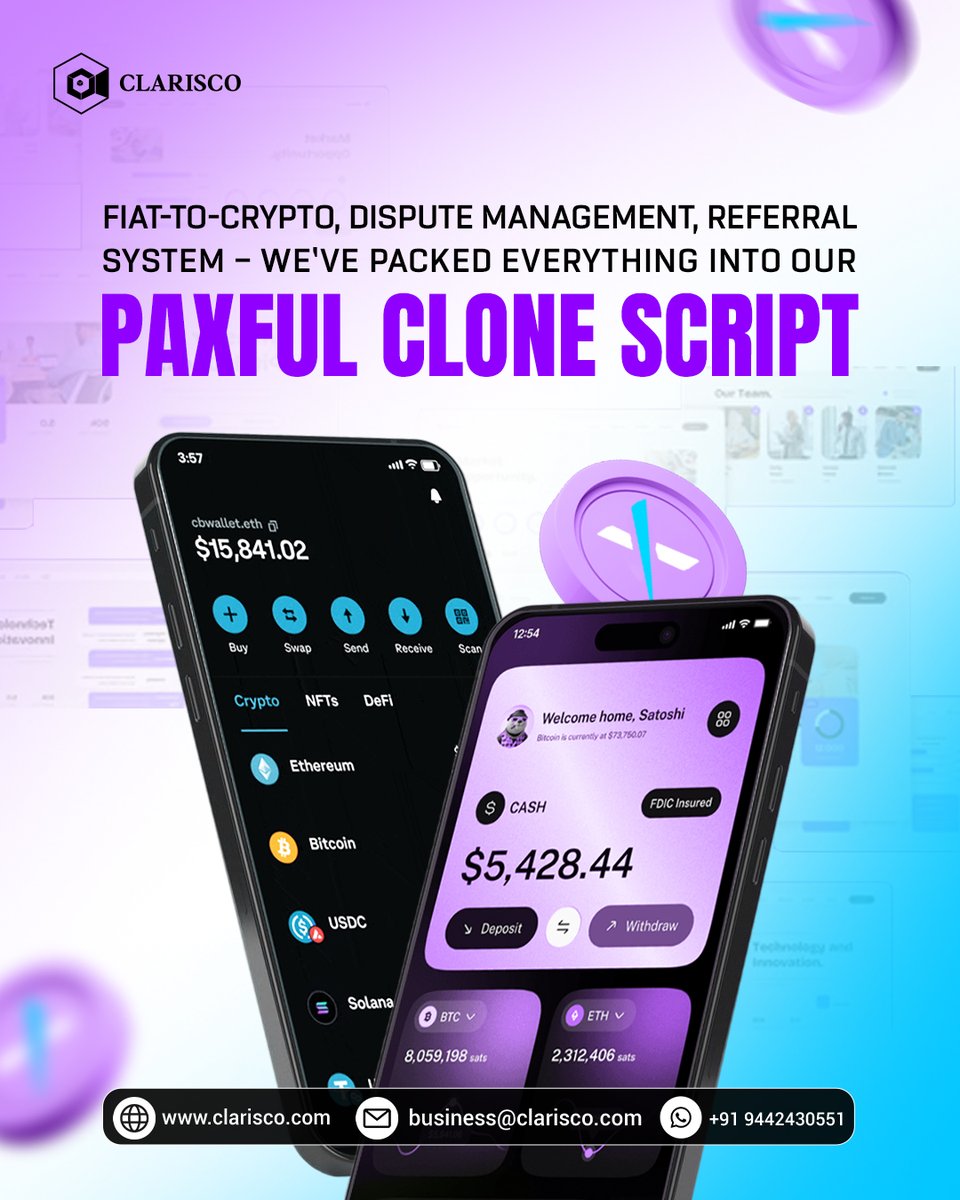 ClariscoSol's tweet image. Start a secure and profitable P2P crypto exchange with our &apos;Paxful Clone Script.&apos;

DM us to schedule a free demo!
bit.ly/4casyz4

#Clarisco #Paxful #PaxfulExchange #P2PCrypto #P2PExchange #PeerToPeerTrading #DecentralizedTrading #CryptoExchange #P2PBitcoin #PaxfulWallet