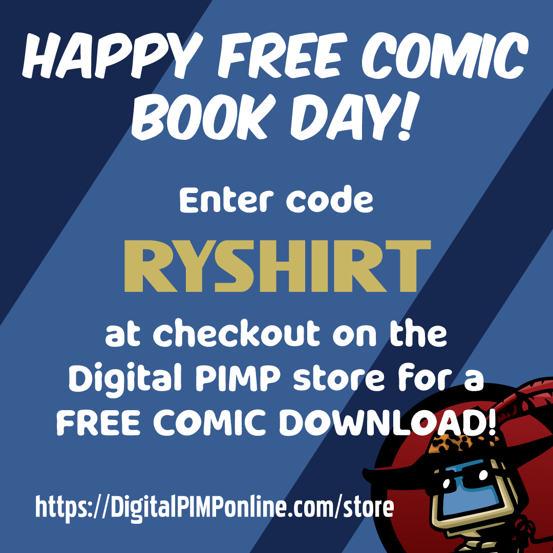 pimptour's tweet photo. Happy FCBD! Use code RYSHIRT to download a free comic on https://t.co/nef91yFFJB Find 3 other codes on our socials to download more comics! Find all 4 codes and get a free shirt! #fcbd2025 #freestuff #comics #scavengerhunt https://t.co/0pahy0BzZj