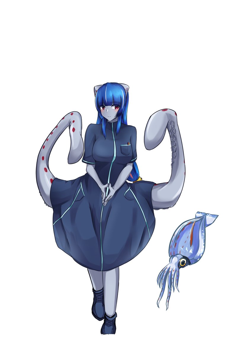 「コミティアの深海生物擬人化×ナース服に載せる予定のサメハダホウズキイカの擬人化で」|リトスノ@新刊委託中のイラスト