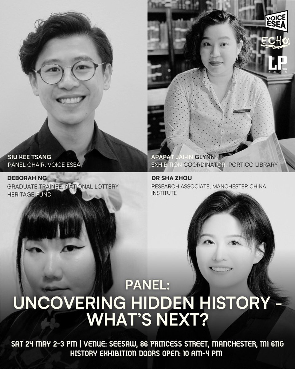 voiceesea (@voiceesea) on Twitter photo Announcing the panellists for our discussion on what’s next in uncovering hidden British history… Join host <a href="/ScotSKTsang/">Scot Tsang</a> with <a href="/apapat_g/">Apapat.j.g</a> from <a href="/ThePortico/">The Portico Library</a>, <a href="/deborahng24/">Deborah Ng</a> from <a href="/HeritageFundUK/">The National Lottery Heritage Fund</a> and <a href="/helenchou5786/">Dr Sha Zhou 周莎</a> from <a href="/UoMChina/">Manchester China Institute</a> on 24 May at <a href="/seesawspace/">SEESAW</a>!
Tix: eventbrite.co.uk/e/echo-esea-co… Announcing the panellists for our discussion on what’s next in uncovering hidden British history… Join host <a href="/ScotSKTsang/">Scot Tsang</a> with <a href="/apapat_g/">Apapat.j.g</a> from <a href="/ThePortico/">The Portico Library</a>, <a href="/deborahng24/">Deborah Ng</a> from <a href="/HeritageFundUK/">The National Lottery Heritage Fund</a> and <a href="/helenchou5786/">Dr Sha Zhou 周莎</a> from <a href="/UoMChina/">Manchester China Institute</a> on 24 May at <a href="/seesawspace/">SEESAW</a>!
Tix: eventbrite.co.uk/e/echo-esea-co…