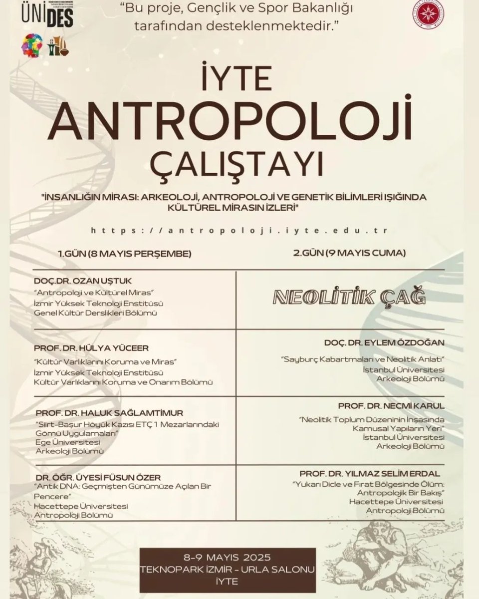 Antropolojinet (@antropolojinet) on Twitter photo İYTE Antropoloji Çalıştayı
“İnsanlığın Mirası: #Arkeoloji, #Antropoloji ve #Genetik Bilimleri Işığında Kültürel Mirasın İzleri” teması ile düzenlenen İYTE Antropoloji Çalıştayı 8-9 Mayıs 2025 tarihlerinde İzmir Yüksek Teknoloji Enstitüsü'nde gerçekleştirilecek. <a href="/IYTEAnthropo/">İYTE Antropoloji Topluluğu</a> İYTE Antropoloji Çalıştayı
“İnsanlığın Mirası: #Arkeoloji, #Antropoloji ve #Genetik Bilimleri Işığında Kültürel Mirasın İzleri” teması ile düzenlenen İYTE Antropoloji Çalıştayı 8-9 Mayıs 2025 tarihlerinde İzmir Yüksek Teknoloji Enstitüsü'nde gerçekleştirilecek. <a href="/IYTEAnthropo/">İYTE Antropoloji Topluluğu</a>