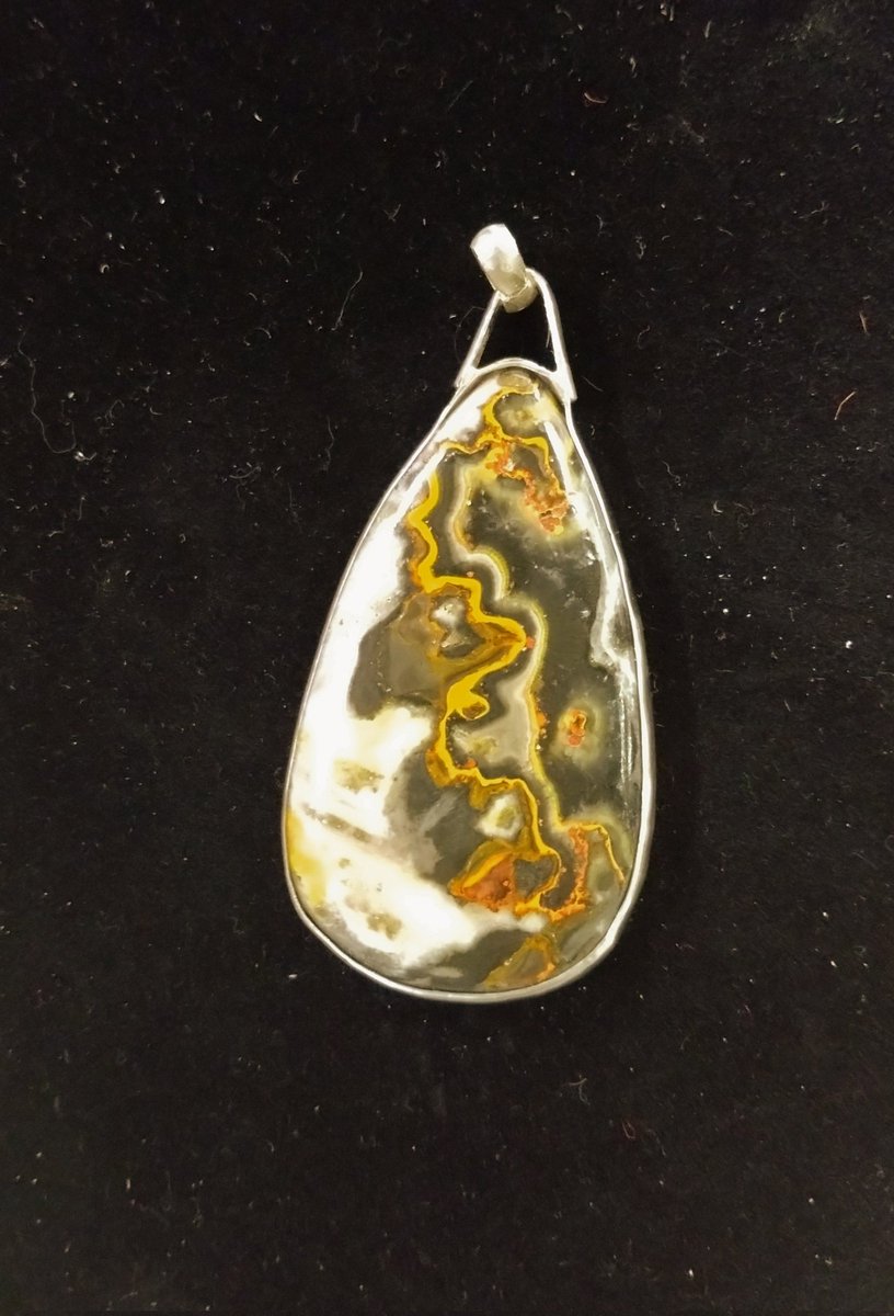 TigersEyeDesign's tweet photo. Almost forgot I finished this one. Bumble Bee Jasper in silver https://t.co/YYio9ZWBnw