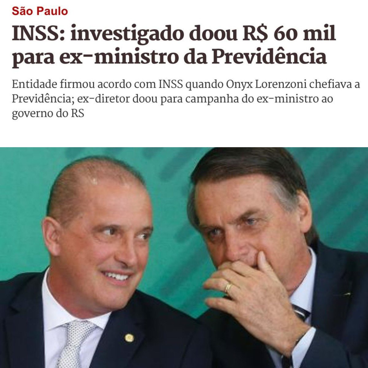 GRAVE! PF descobre que um dos investigados na fraude do INSS doou R$ 60 mil para a campanha do ex-ministro da Previdência de Bolsonaro, Onyx Lorenzoni. Foi o governo Lula que investigou e desmontou o esquema que ocorria desde 2019
