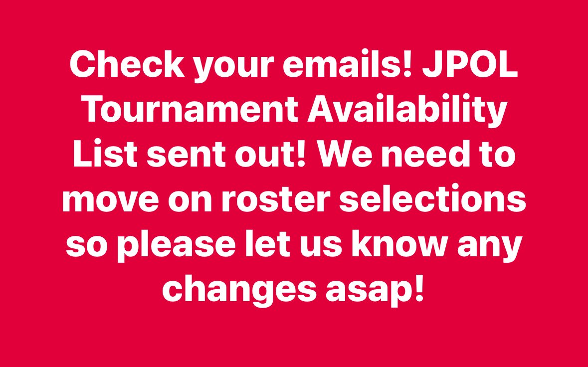 4 teams registered for the JPOL tournament May 31 and June 1 at Afrims! Now we need to make rosters so check your email! Thanks!
