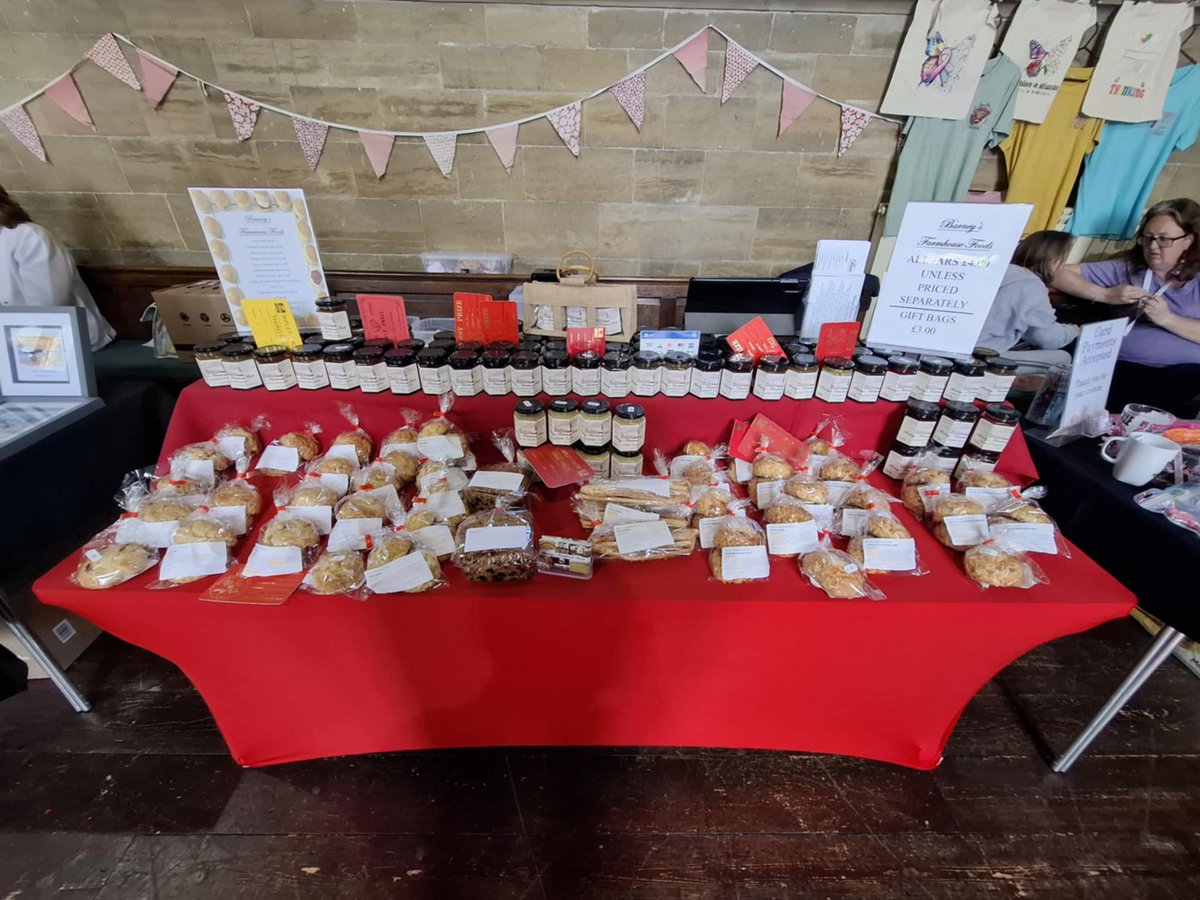 Ready here at Macmillan Fundraising Fair, Tockwith  till 5 today selling our homemade preserves and baking. 
#barneysfarmhousefoods #oxenclosefarm #preserves #tockwith #supportlocal #shoplocal #homegrown