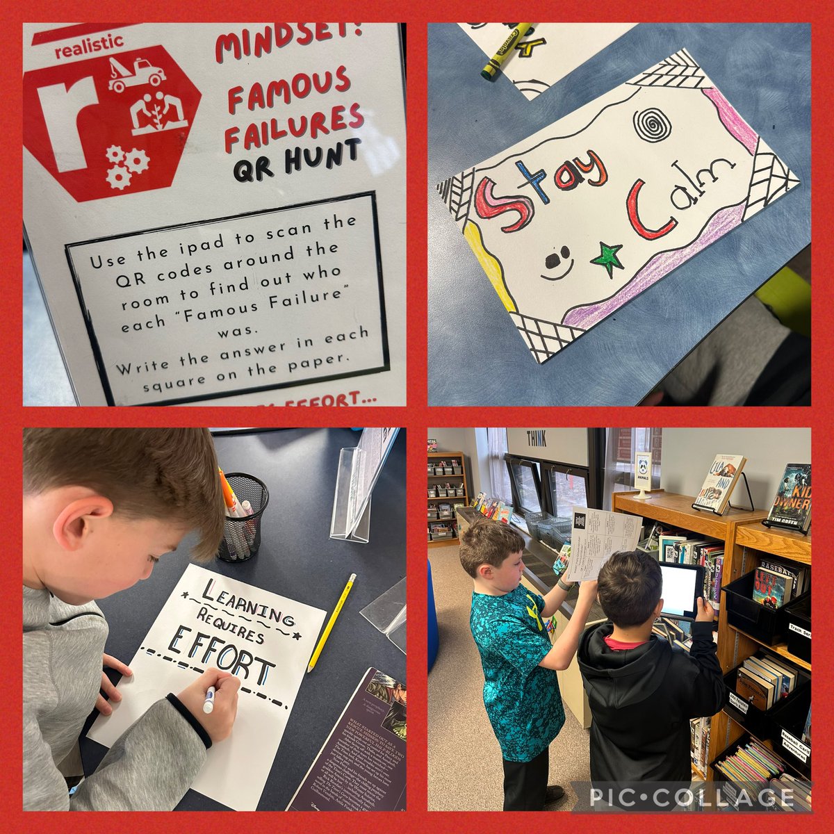MrsOsbornAES's tweet photo. Just before PSSA testing we had a Growth Mindset RIASEC party in the #AESLLC. We learned about famous failures, growth mindset vs fixed mindset, and our encouraging words are hanging all through the hallways! #librarylife📚 https://t.co/0FvQtiFCDn