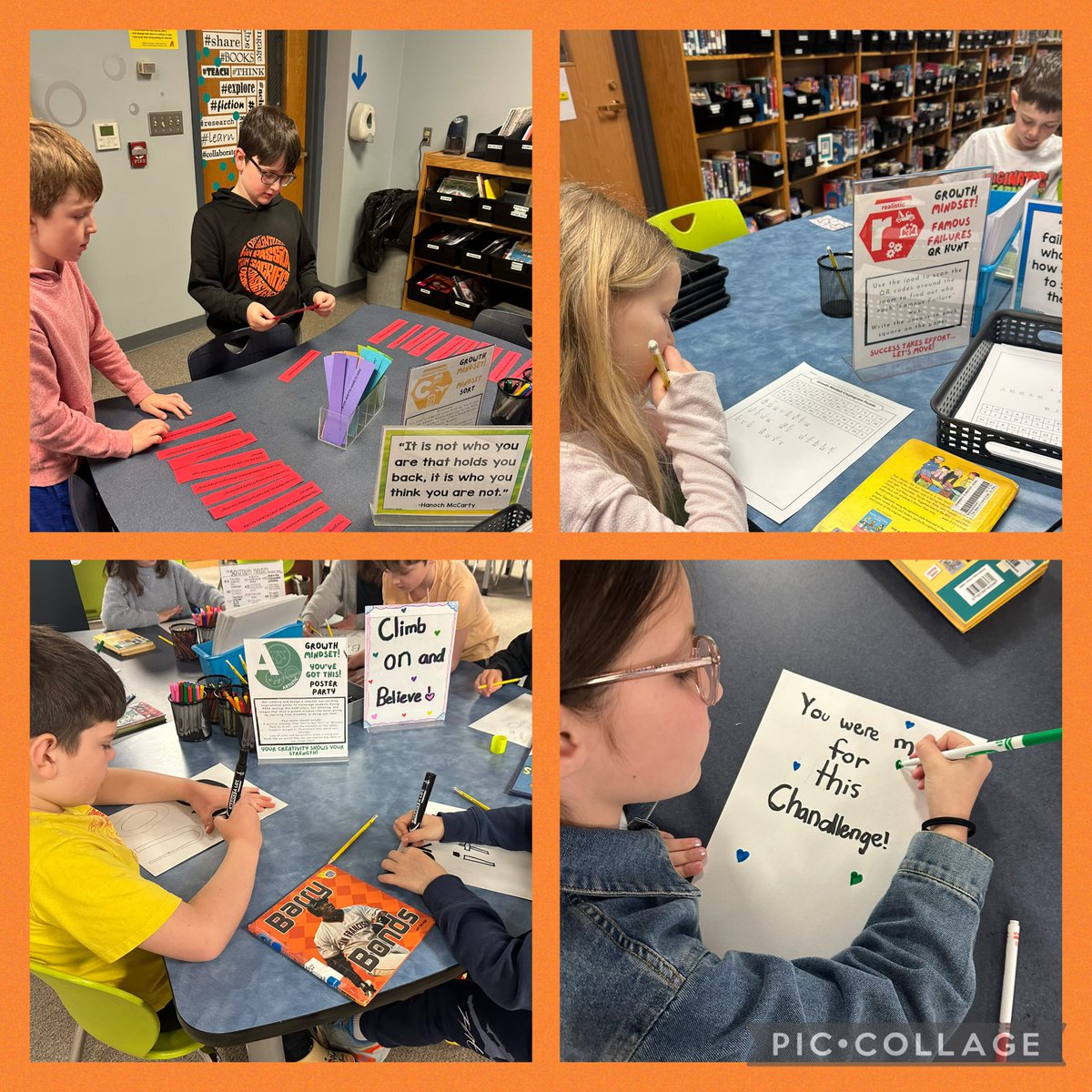 MrsOsbornAES's tweet photo. Just before PSSA testing we had a Growth Mindset RIASEC party in the #AESLLC. We learned about famous failures, growth mindset vs fixed mindset, and our encouraging words are hanging all through the hallways! #librarylife📚 https://t.co/0FvQtiFCDn