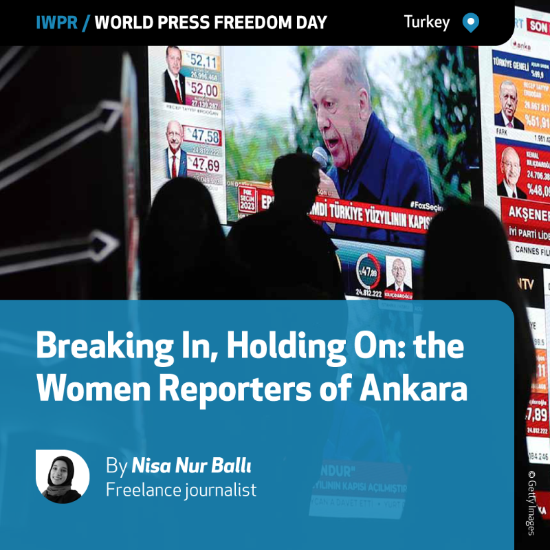 IWPR's tweet photo. In a tough media landscape, parliamentary politics is a rare female stronghold– but equality remains elusive. #IWPR contributor @nisanurballi02 writes from Ankara.
#WorldPressFreedomDay2025 #WPFD2025 #PressFreedom #FreeExpression #Turkey #WomensRights #journalism