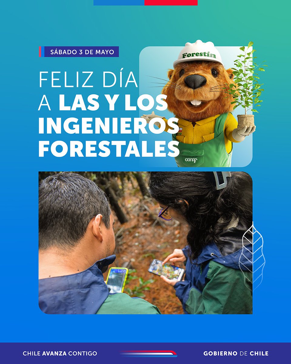 🗓️#3deMayo | 𝗗𝗶́𝗮 𝗱𝗲 𝗹𝗮𝘀 𝘆 𝗹𝗼𝘀 𝗜𝗻𝗴𝗲𝗻𝗶𝗲𝗿𝗼𝘀 𝗙𝗼𝗿𝗲𝘀𝘁𝗮𝗹𝗲𝘀.

En este día especial saludamos a cada trabajador y trabajadora de #CONAF que abraza esta noble profesión. 

📌En esta fecha, 3 de mayo, 𝘀𝗲 𝗿𝗲𝗰𝘂𝗲𝗿𝗱𝗮 𝗹𝗮 𝗰𝗿𝗲𝗮𝗰𝗶𝗼́𝗻 𝗱𝗲𝗹