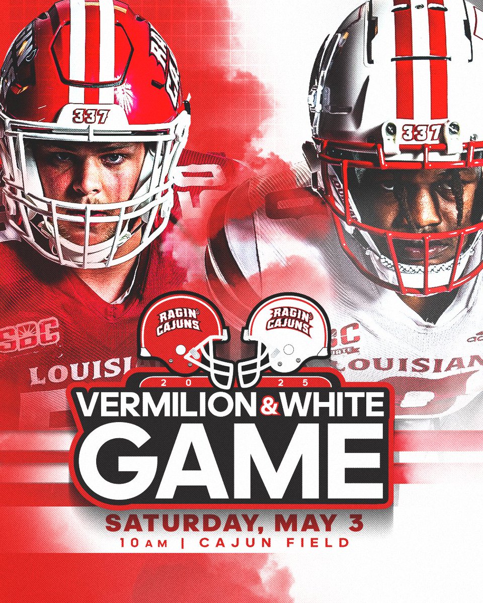 🔴 𝗜𝗧'𝗦 𝗚𝗔𝗠𝗘 𝗗𝗔𝗬 ⚪️

See you at Cajun Field for the Vermilion &amp; White Spring Game! 

#cULture | #GeauxCajuns