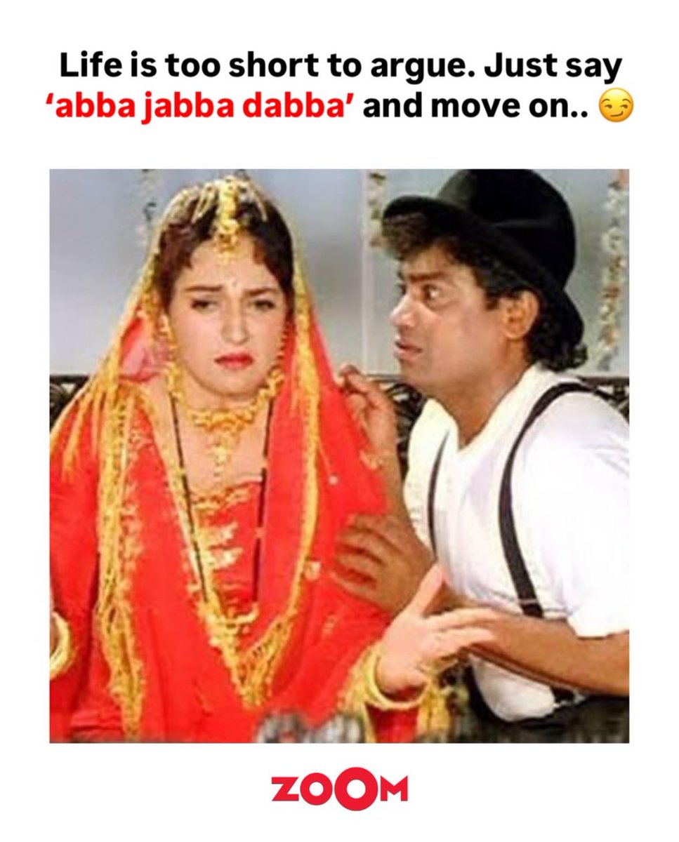ZoomTV's tweet photo. Life is too short to argue. Just say ___ and move on…😏

Fill in the blanks in the comments 👇🏻

#shahidkapoor #bollywoodmemes #funnybollywood #bollywoodcharacters #memesofindia #indianhumor #bollywoodfans #classicdialogues #memes #comedy #memes #trending #tusharkapoor #shahidkapoorfans #shahidkapoorfc