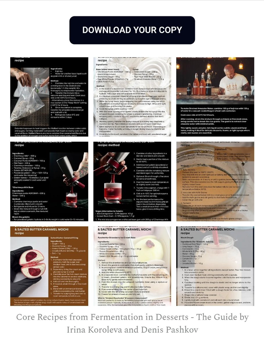 thedenispashkov's tweet image. Our Fermentation in Desserts booklet is now out – head to cosmos-society.com to download your FREE copy with core recipes and learn how to make desserts with fermented ingredients. Cheers!