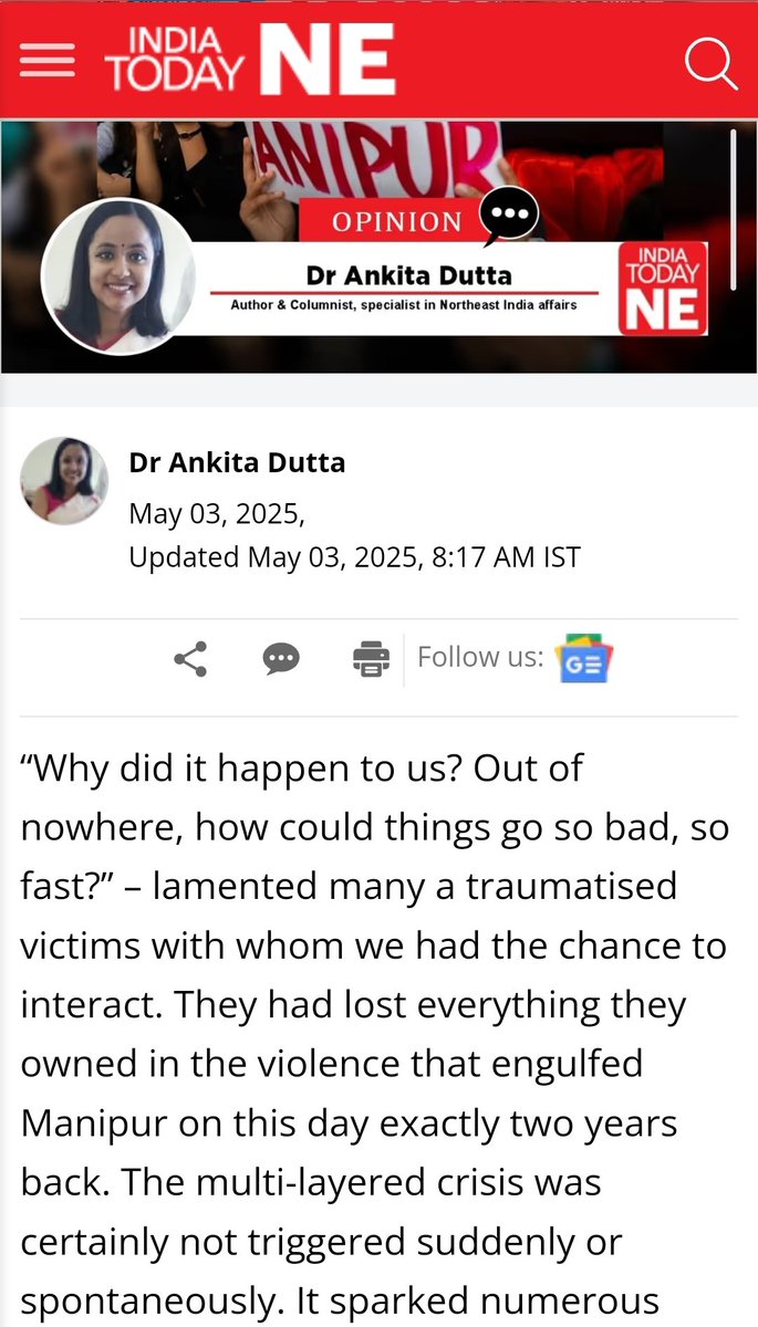 Vladimir Adityanath (@vladadireturns) on Twitter photo Dr Ankita Dutta does an excellent job of exposing the strategic goals behind the engineered #KukiAggression against the Meitei, Gorkha & other non-indigenous communities residing in Manipur in her article
indiatodayne.in/manipur/story/…
She shows the many parallels
<a href="/authormanoshi/">Manoshi Sinha</a> Dr Ankita Dutta does an excellent job of exposing the strategic goals behind the engineered #KukiAggression against the Meitei, Gorkha & other non-indigenous communities residing in Manipur in her article
indiatodayne.in/manipur/story/…
She shows the many parallels
<a href="/authormanoshi/">Manoshi Sinha</a>